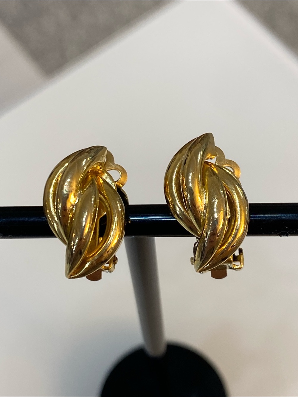 Gold tone clip on earrings